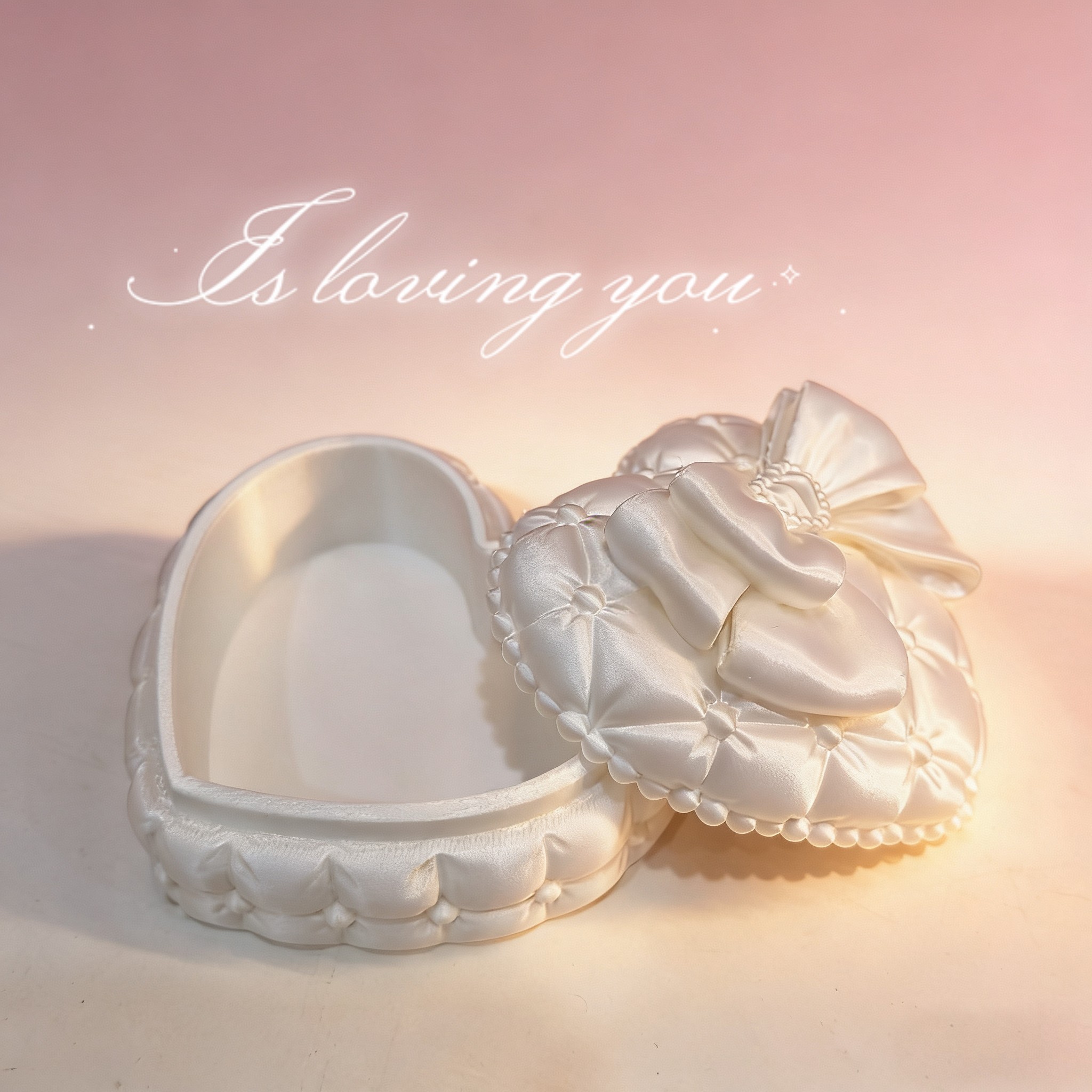 Women Accessories Gift Box - Silk Heart-Shaped Jewelry Box with Bowknot