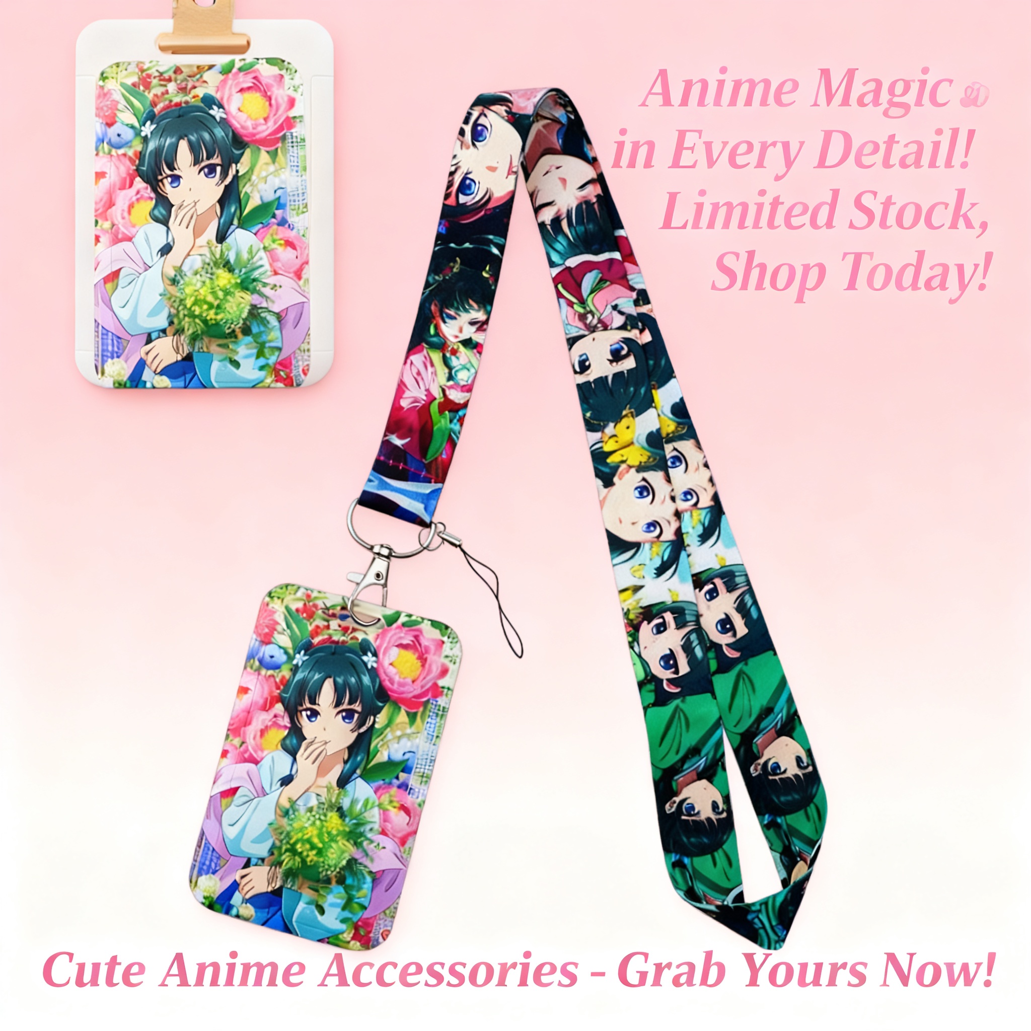Women Accessories Bag - Cute Anime Girl Lanyard Neck Strap