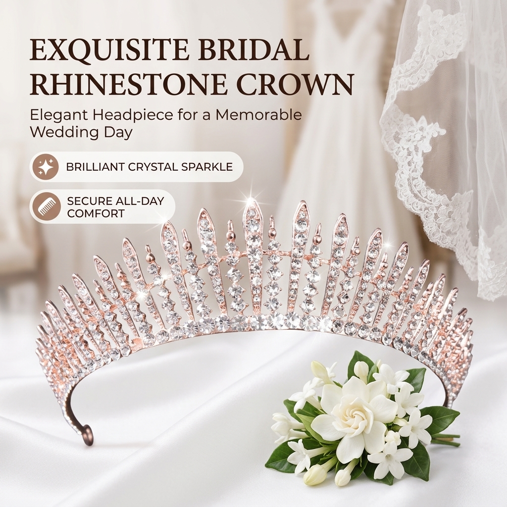 Women Accessories For Wedding - Bridal Crystal-Crown Headband Rhinestone Alloy Hair