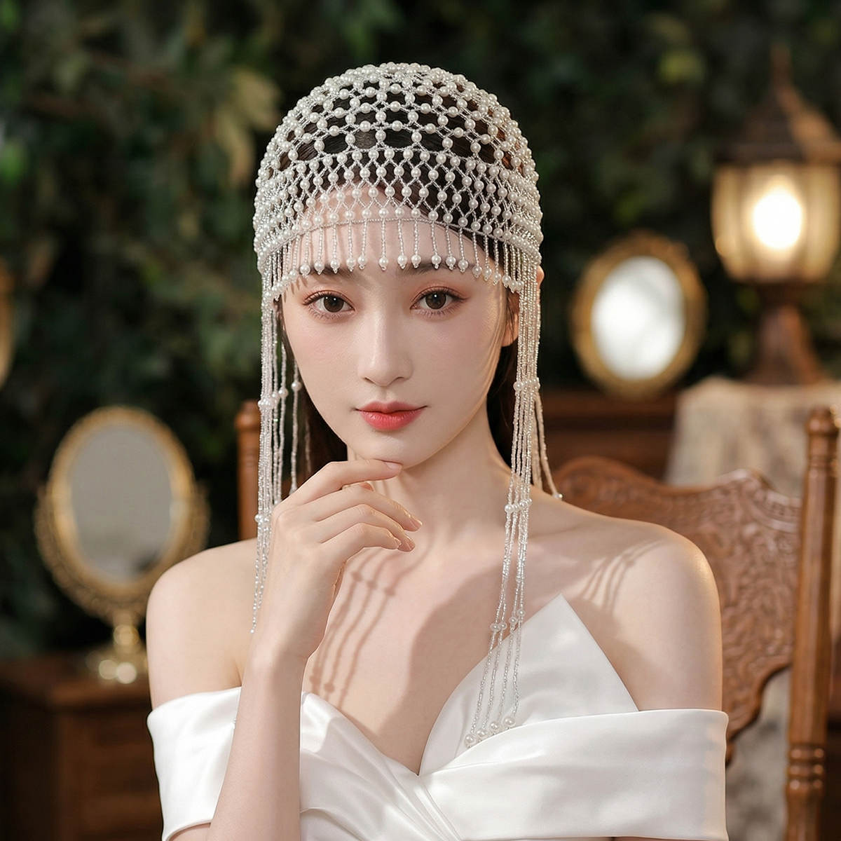 Luxury Pearls Beaded Headwrap  - Women Accessories For Wedding บทวิจารณ์และราคา