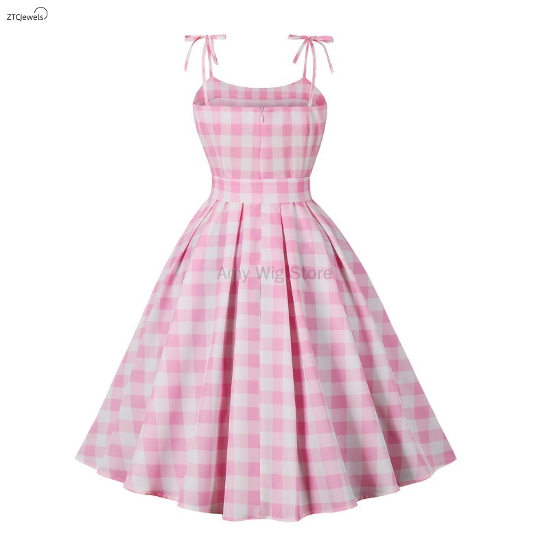 Summer Pink Plaid Dress for Wo - Women'S Accessories In The 1950S บทวิจารณ์และราคา