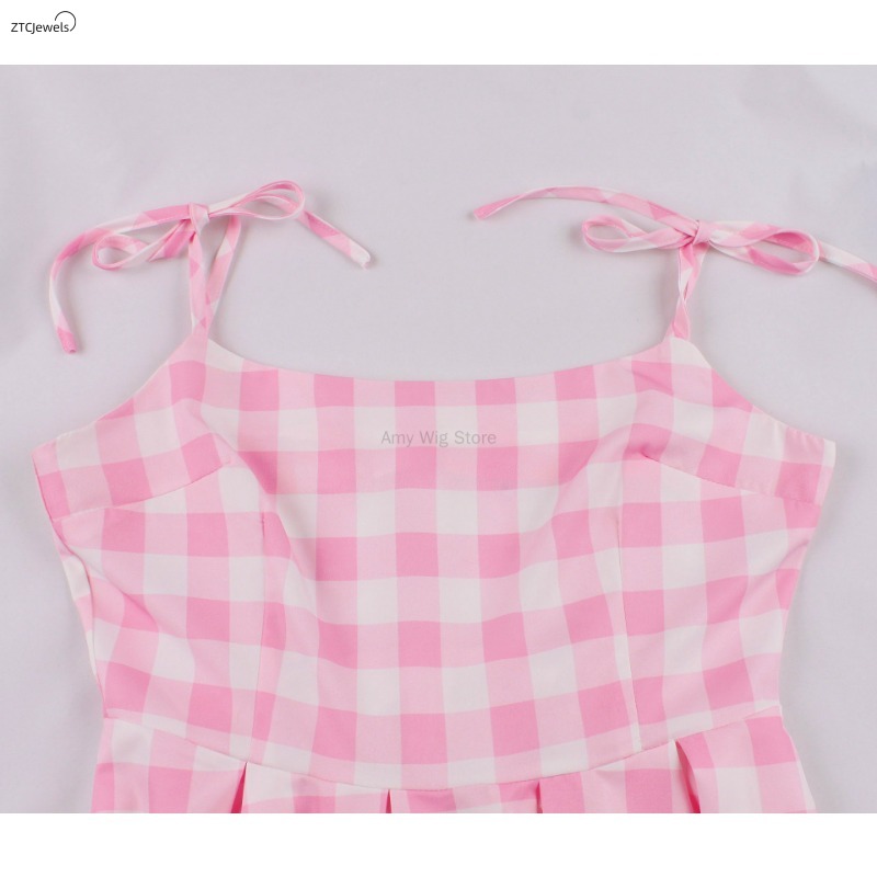 Summer Pink Plaid Dress for Wo - Women'S Accessories In The 1950S บทวิจารณ์และราคา