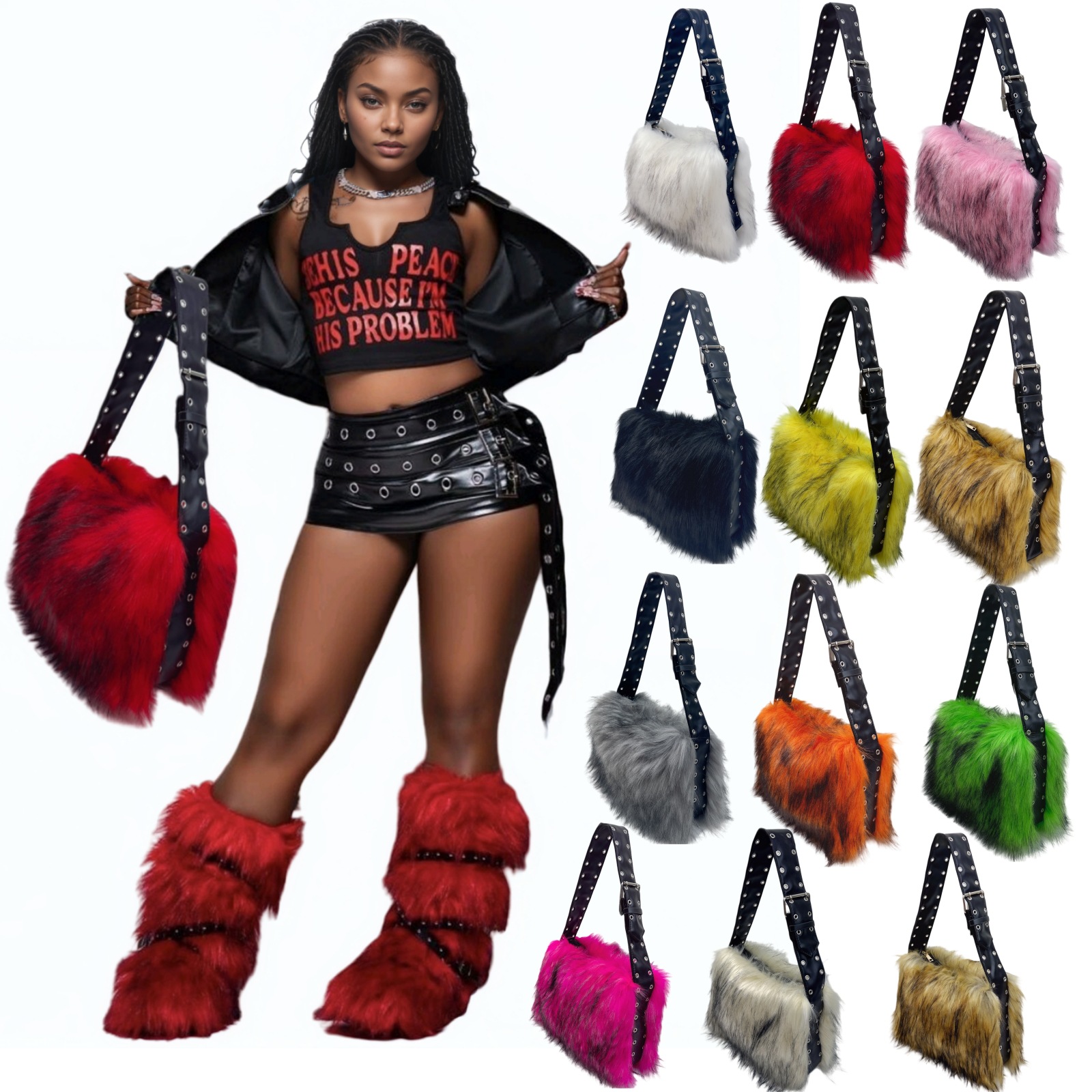 Y2K fox faux fur women's bag s - Women Accessories Bag บทวิจารณ์และราคา