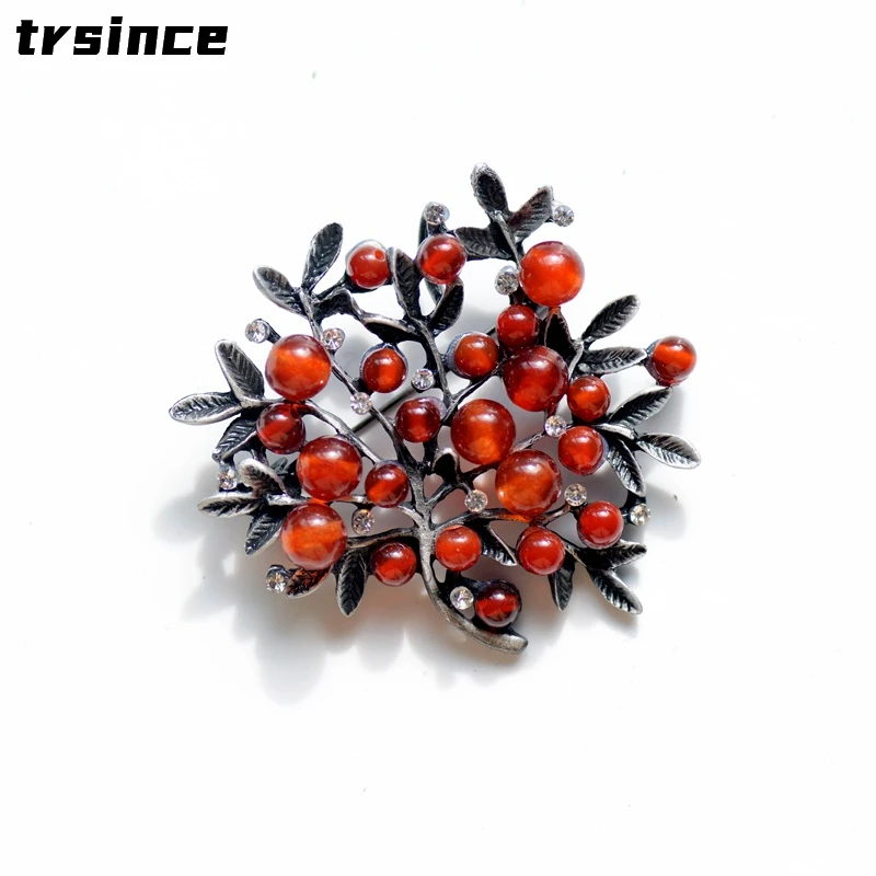 Red Rhinestone Trees Brooch Na - Women Accessories Bouquet บทวิจารณ์และราคา