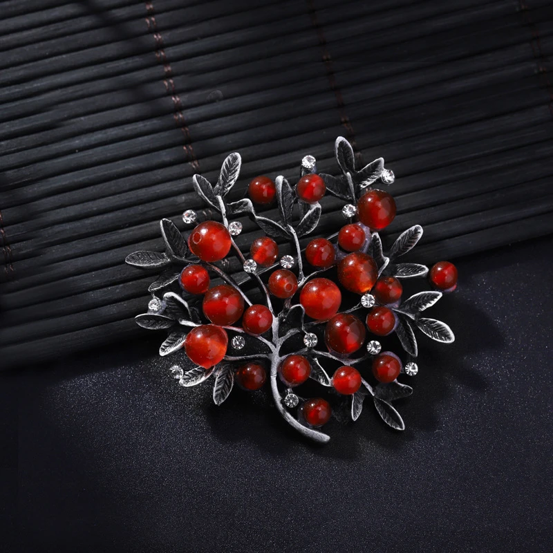 Red Rhinestone Trees Brooch Na - Women Accessories Bouquet บทวิจารณ์และราคา