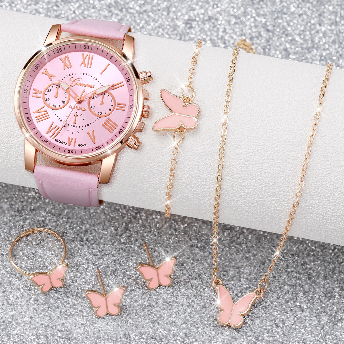 6PCS/Set Fashion Women Watches - Women Accessories Gift Box บทวิจารณ์และราคา