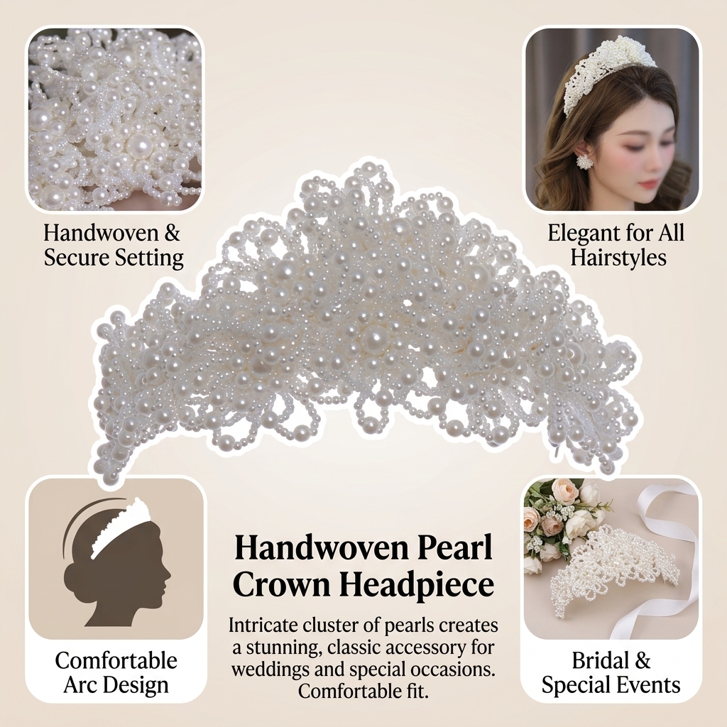 Pearl Crown Headpiece For Wedd - Women Accessories For Wedding บทวิจารณ์และราคา