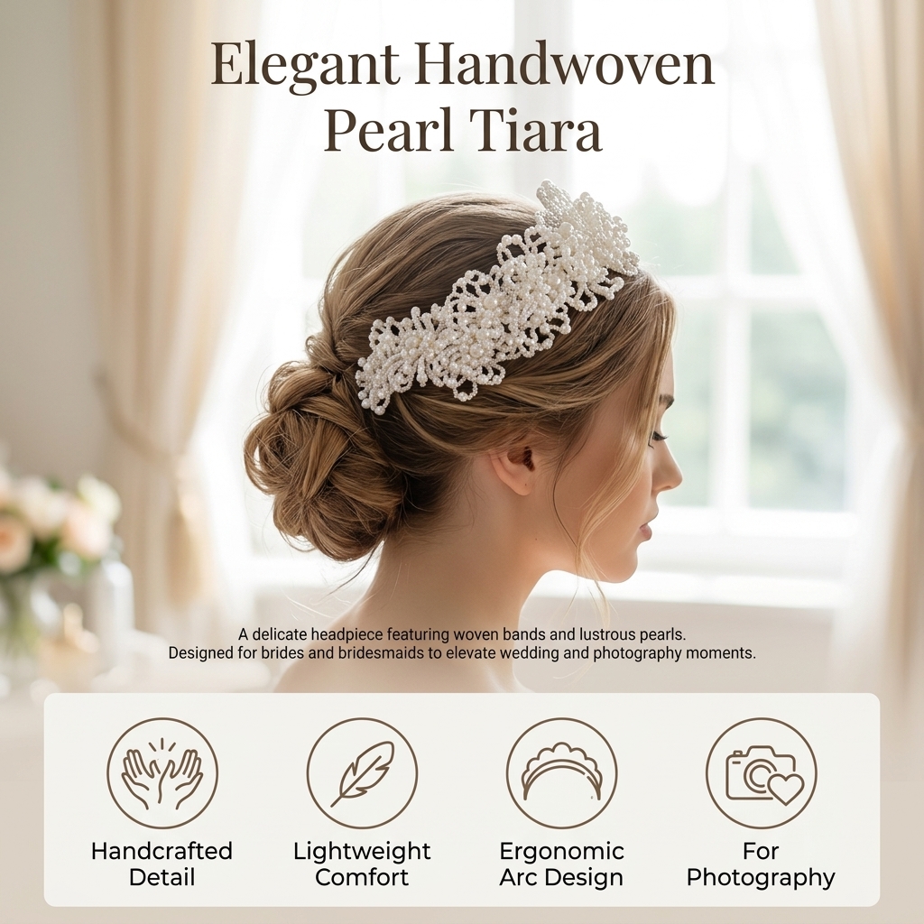 Pearl Crown Headpiece For Wedd - Women Accessories For Wedding บทวิจารณ์และราคา