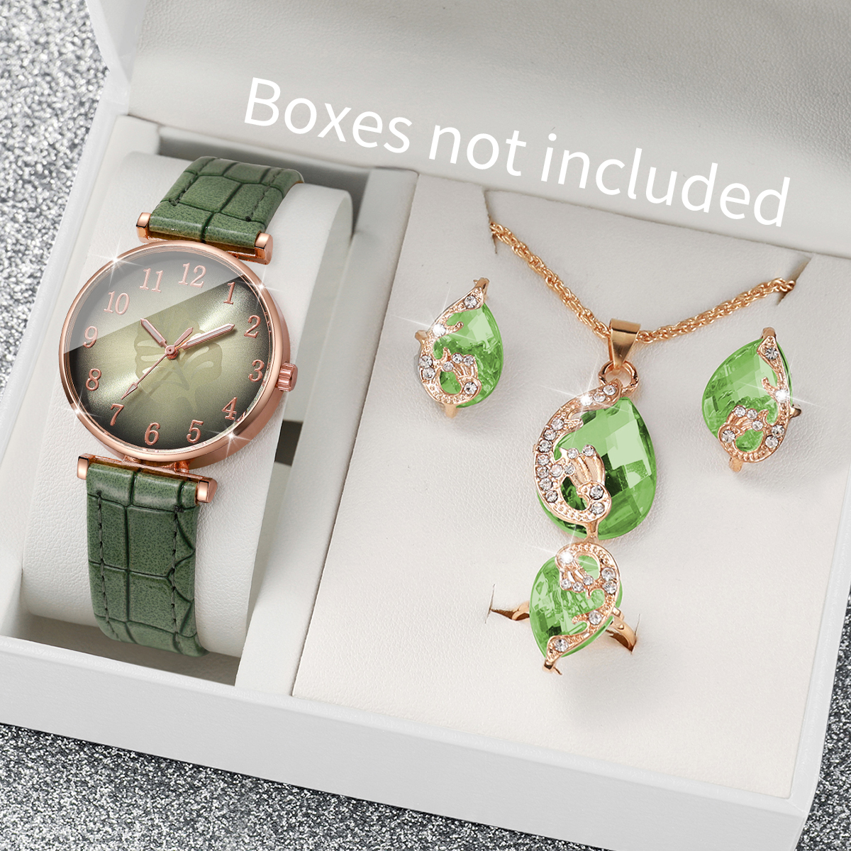 5PCS Fashion Leaf  Dial Women  - Women Accessories Gift Box บทวิจารณ์และราคา