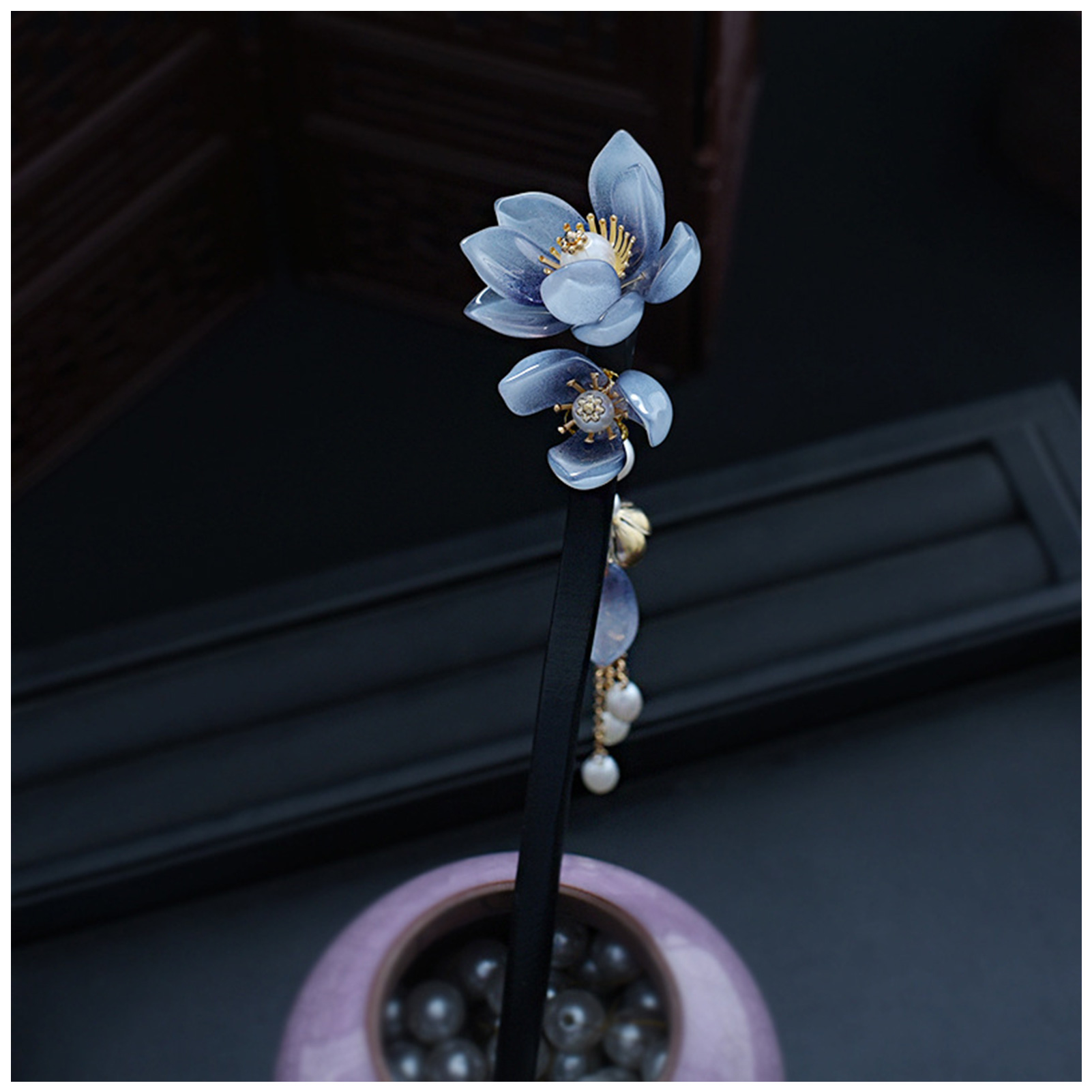Blue Flower Hair Stick Vintage - Women'S Formal Accessories บทวิจารณ์และราคา