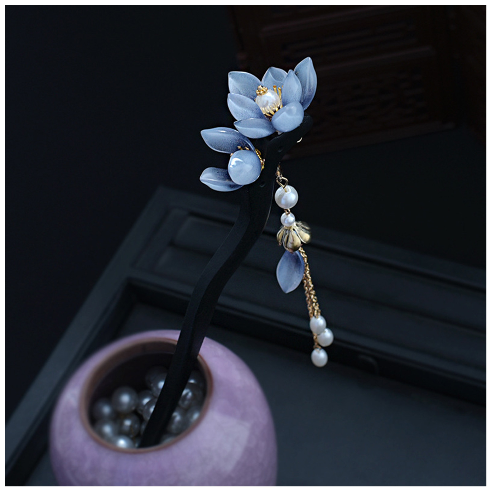 Blue Flower Hair Stick Vintage - Women'S Formal Accessories บทวิจารณ์และราคา