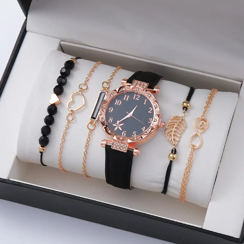 6PCS/Set Women Watch Cute Hear - Women Accessories Gift Box บทวิจารณ์และราคา
