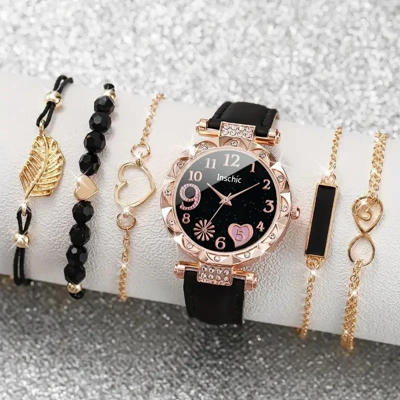 6PCS/Set Women Watch Cute Hear - Women Accessories Gift Box บทวิจารณ์และราคา