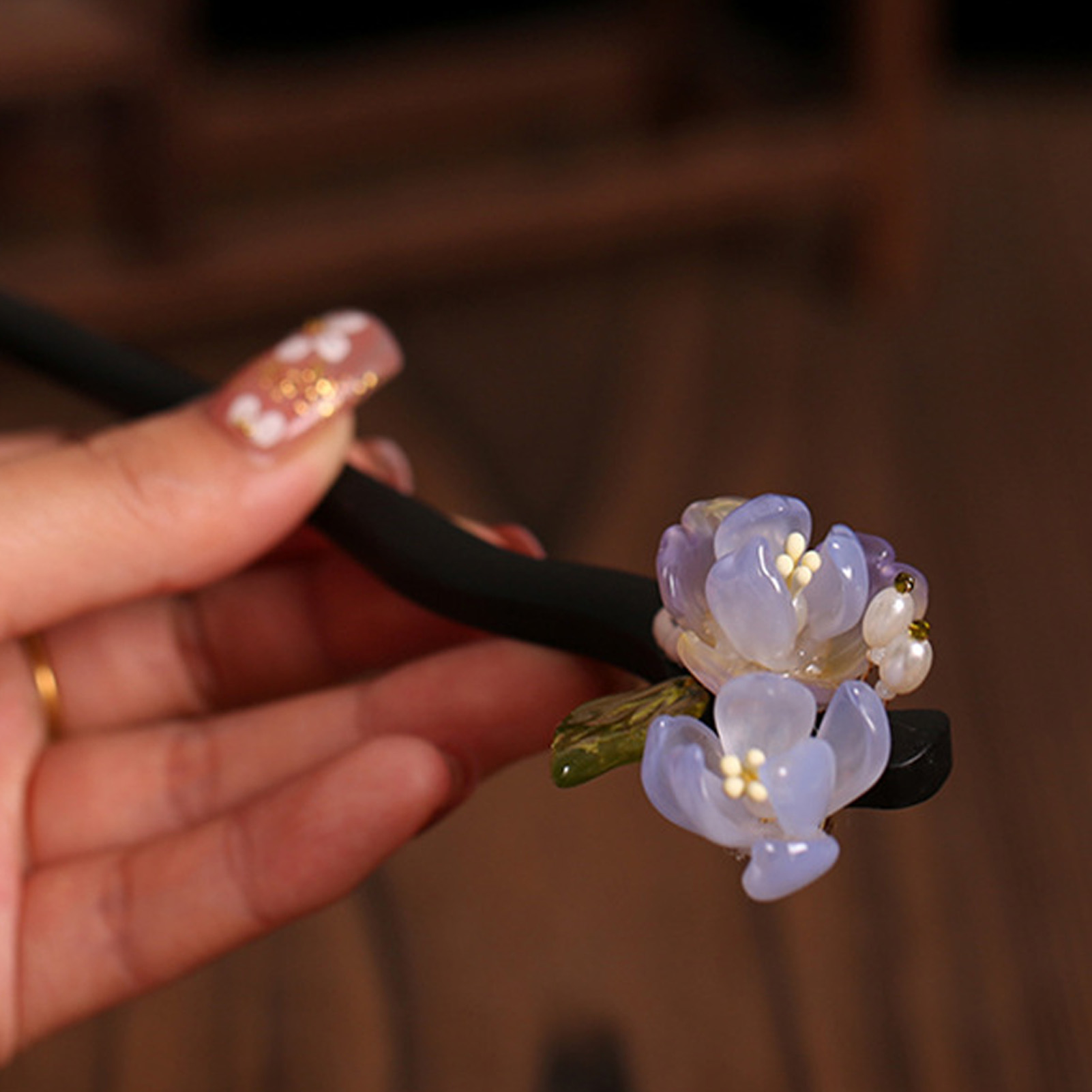 Vintage Wooden Flower Hairpin  - Women'S Formal Accessories บทวิจารณ์และราคา